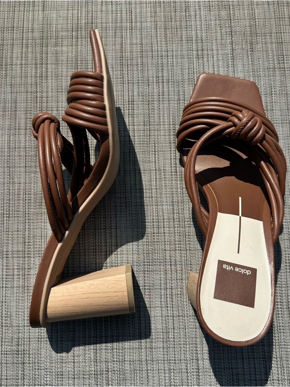 Dolce Vita Brown Knotted Strap Block Heel Mules Women’s Size 8.5 Slip On Shoe